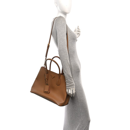 Prada Saffiano Cuir Large Double Bag Caramel Fuoco 2 of 12