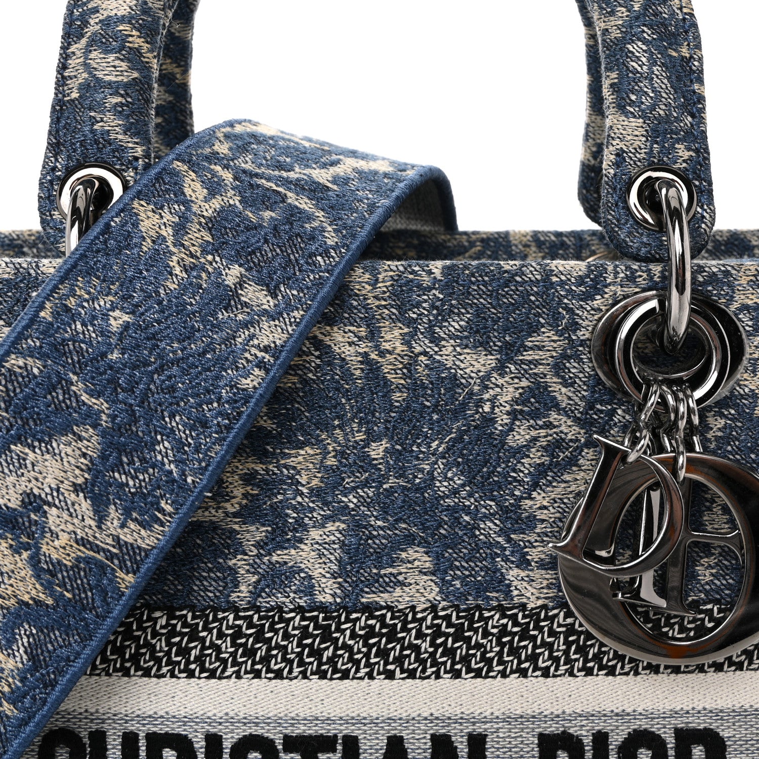 Christian Dior Canvas Embroidered Brocart Medium Lady D-Lite Blue 7 of 9