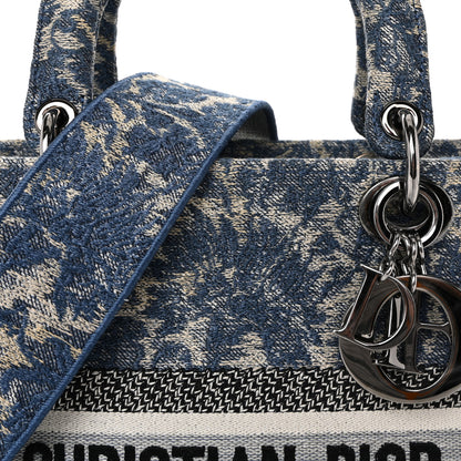 Christian Dior Canvas Embroidered Brocart Medium Lady D-Lite Blue 7 of 9