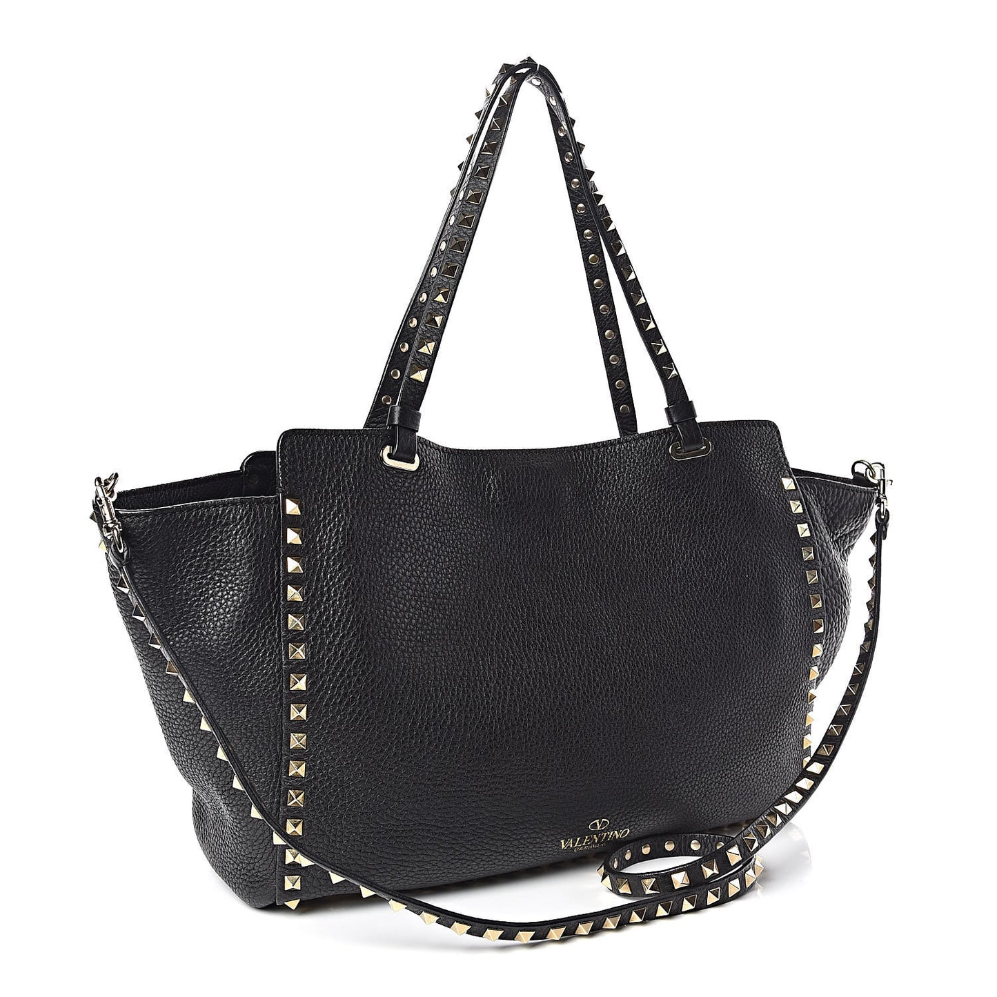 Alce Printed Calfskin Medium Rockstud Tote Black