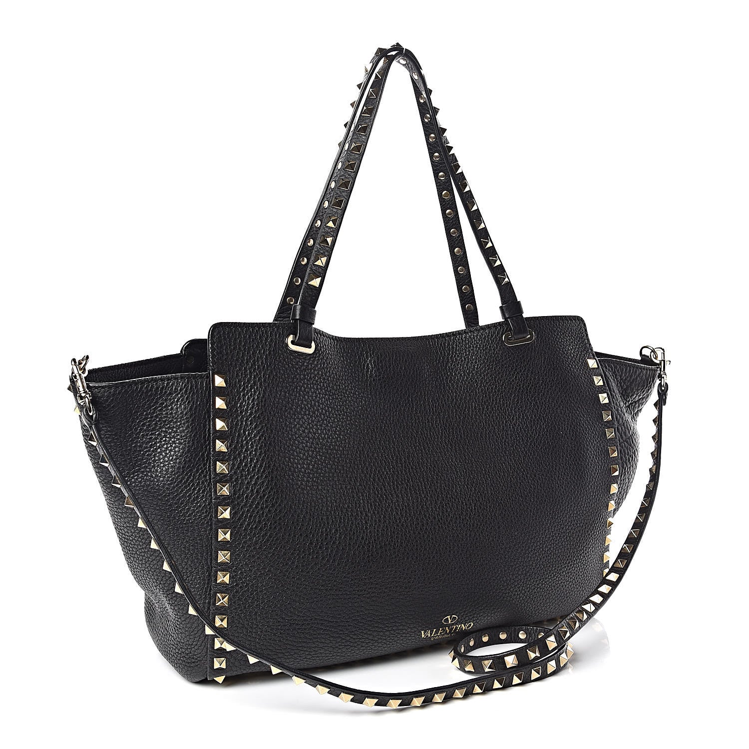 Valentino Garavani Alce Printed Calfskin Medium Rockstud Tote Black 4 of 10