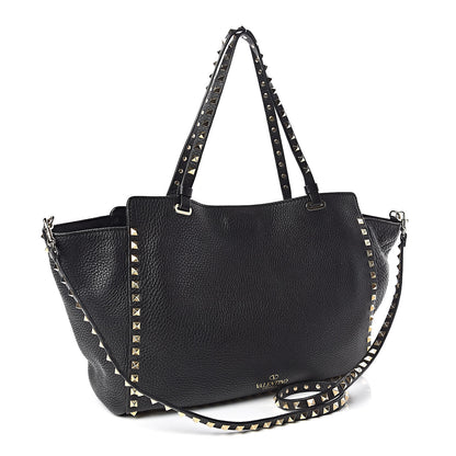 Valentino Garavani Alce Printed Calfskin Medium Rockstud Tote Black 4 of 10
