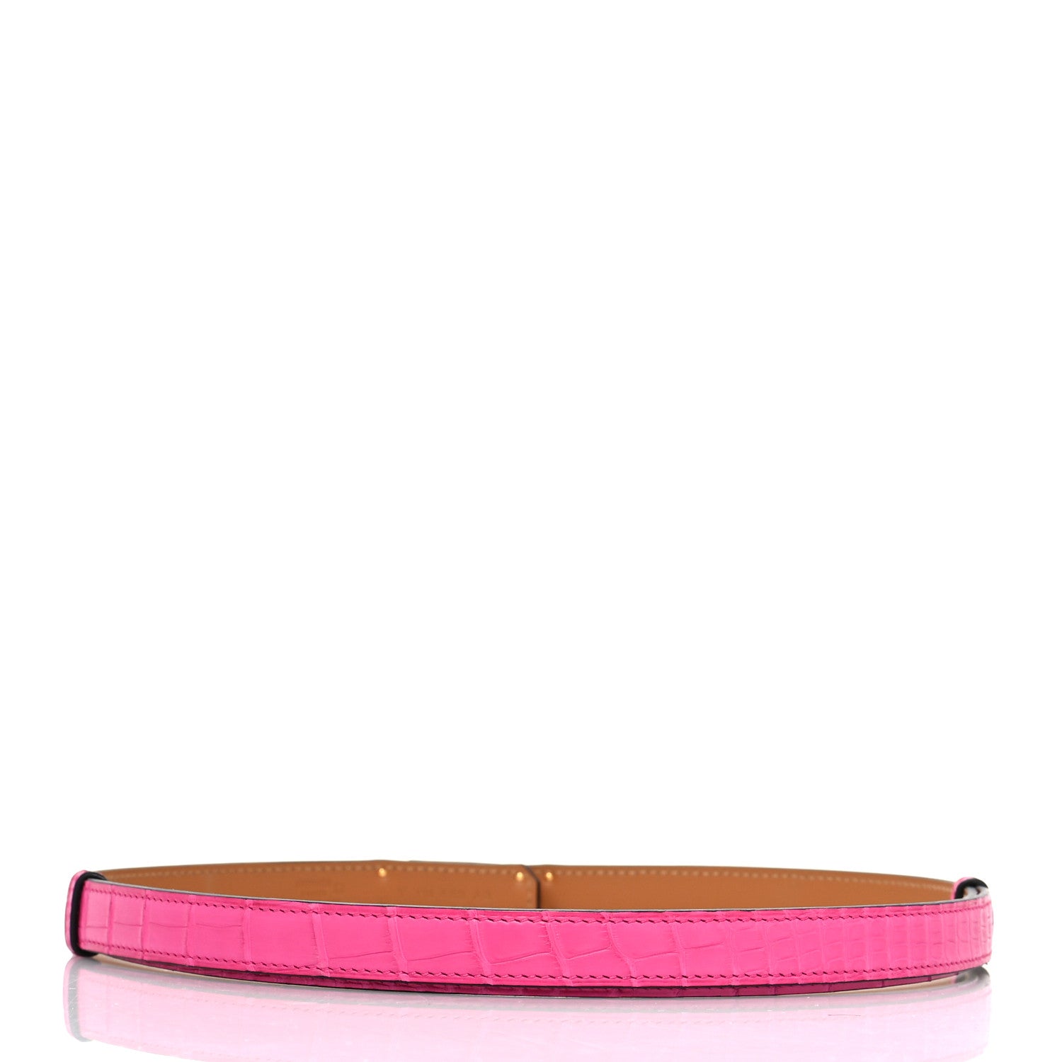 Hermes Matte Alligator Kelly Belt Rose Shocking 2 of 5