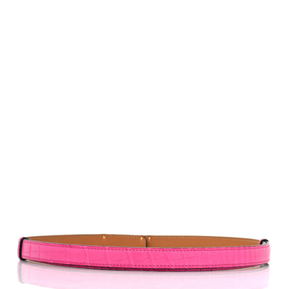 Hermes Matte Alligator Kelly Belt Rose Shocking 2 of 5
