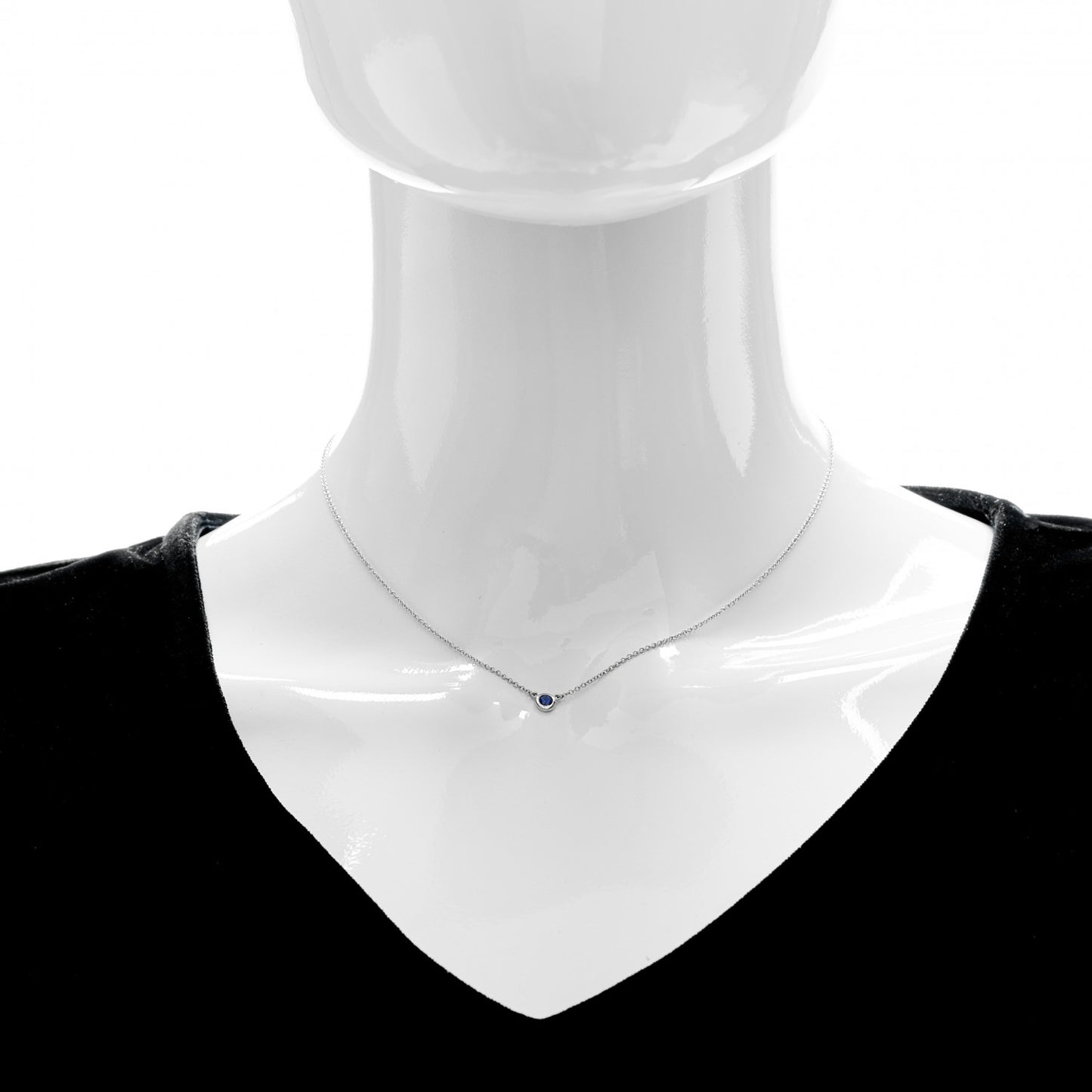 Platinum Blue Sapphire .11ct Elsa Peretti Color by the Yard Necklace