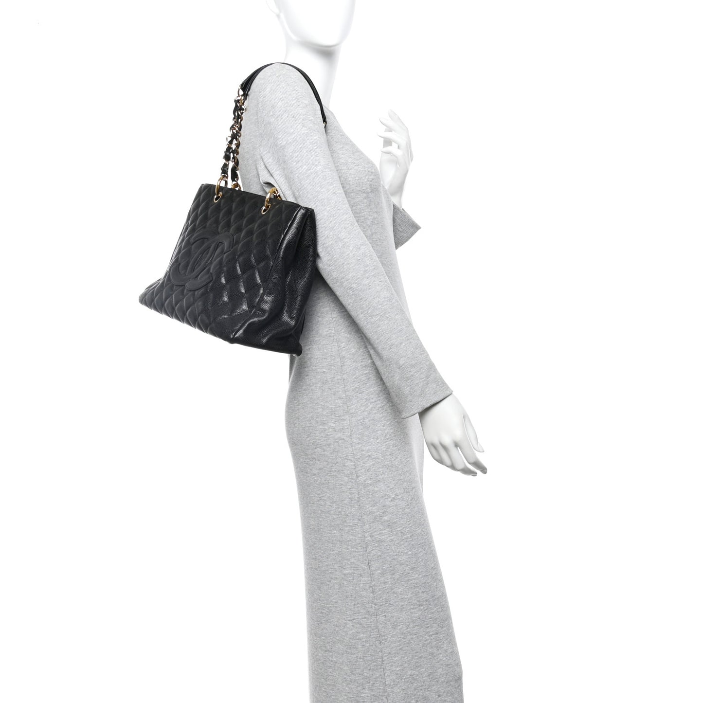 Caviar Quilted Grand Shopping Tote GST Black