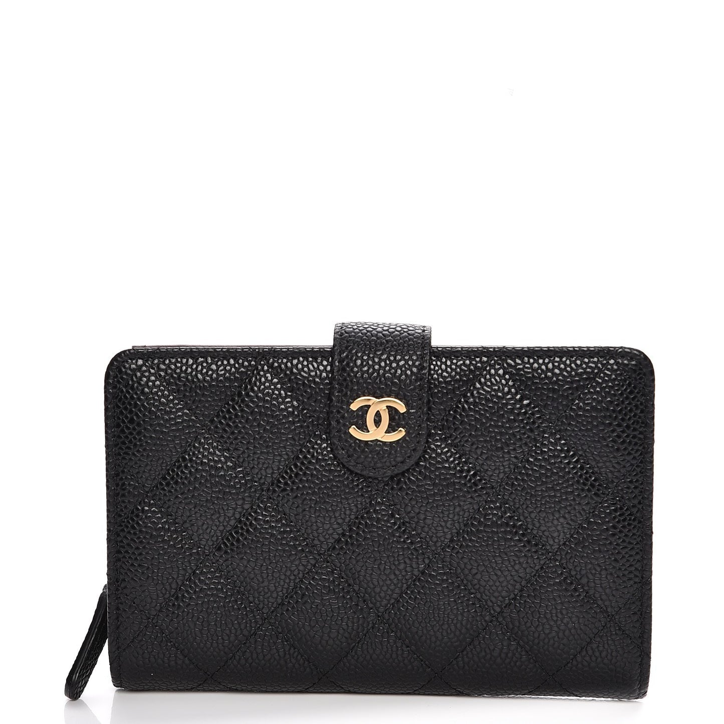 Caviar Quilted Zipped Pocket Wallet Black