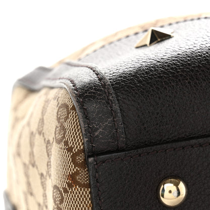 Gucci Monogram Vintage Web Medium Webby Bee Boston Dark Brown 11 of 14