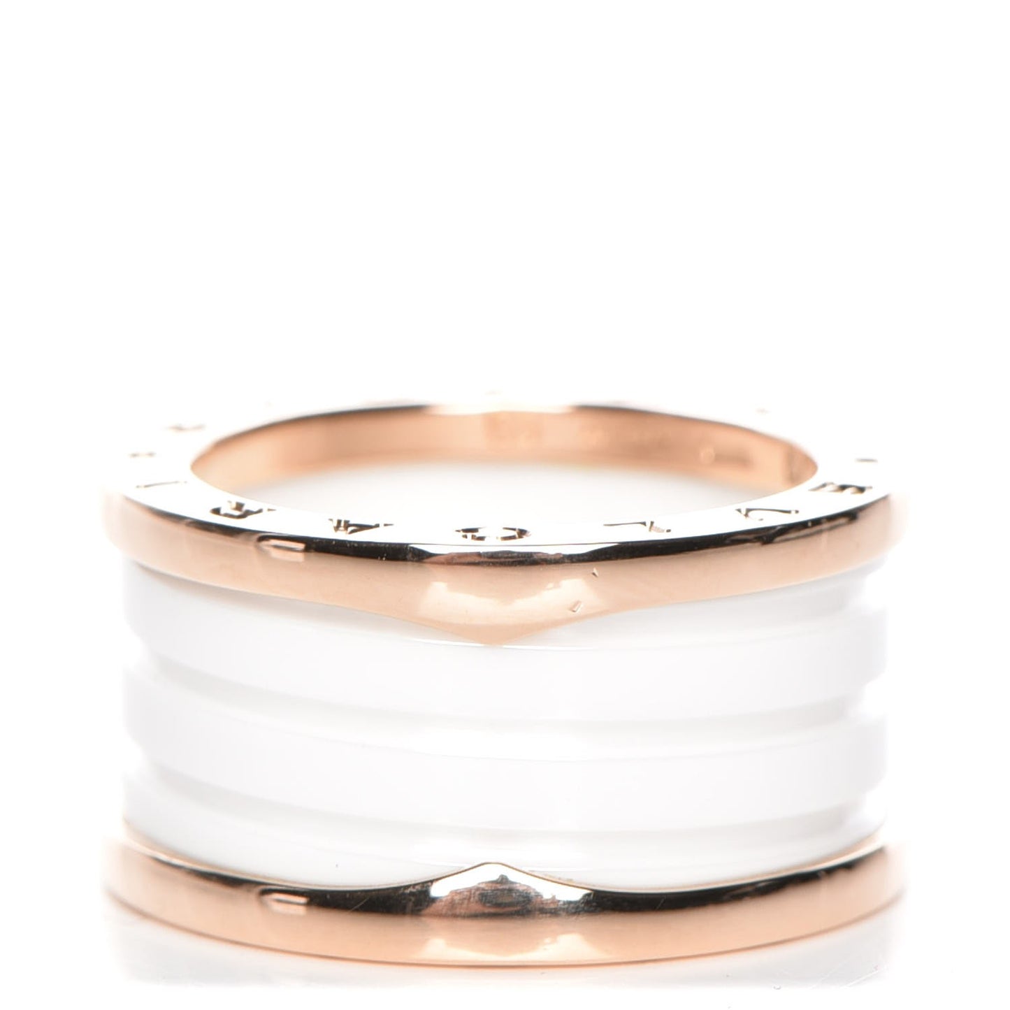 18K Rose Gold White Ceramic B.Zero1 Four-Band Ring 55 7.25