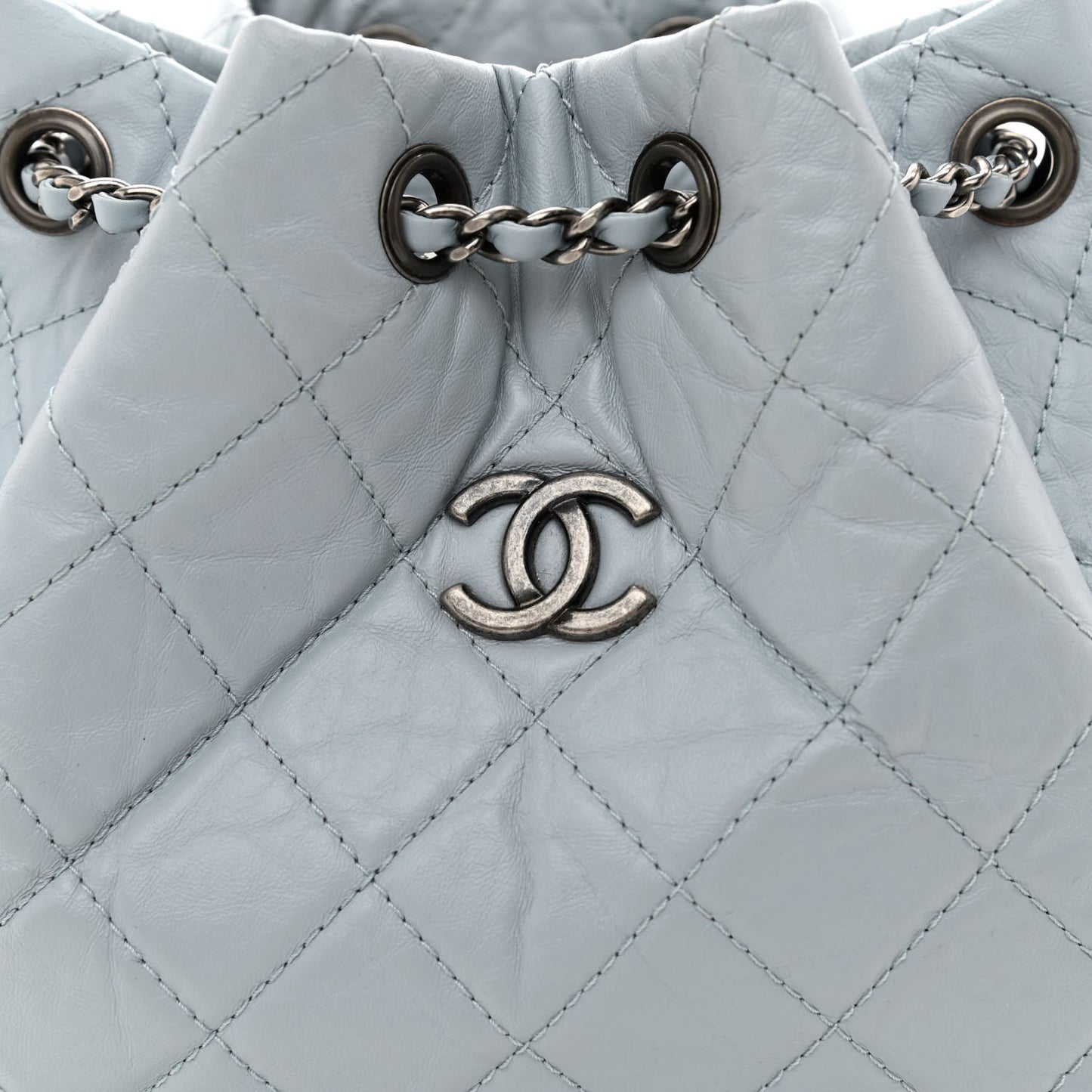 Aged Calfskin Quilted Small Gabrielle Backpack Light Blue