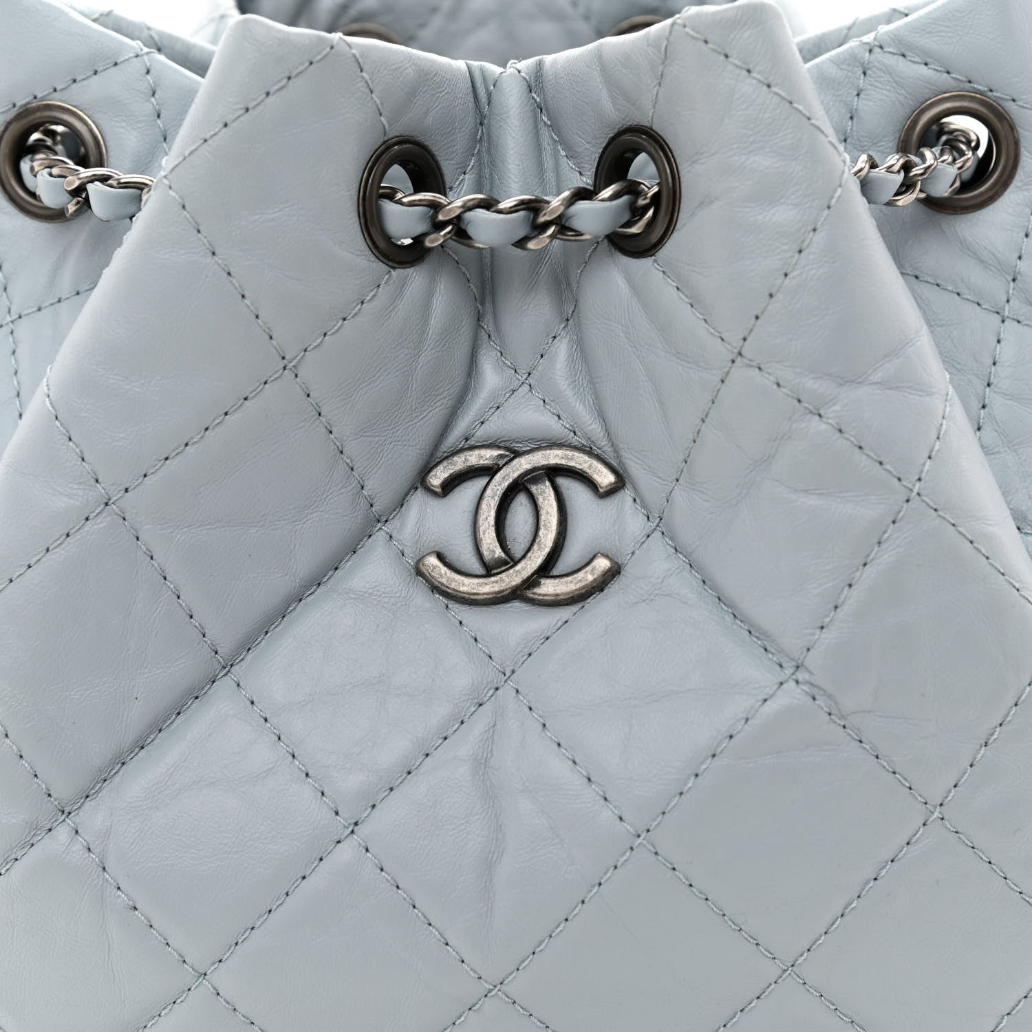 Chanel Aged Calfskin Quilted Small Gabrielle Backpack Light Blue 7 of 9