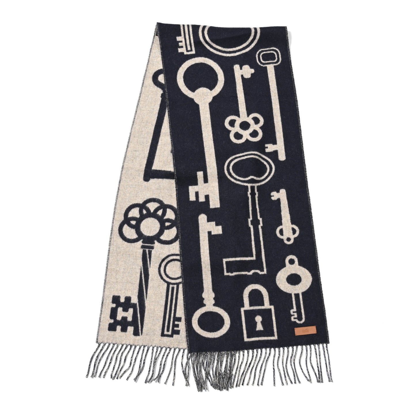 Cashmere Casaque Porte-Clefs Muffler Marine Beige Chine