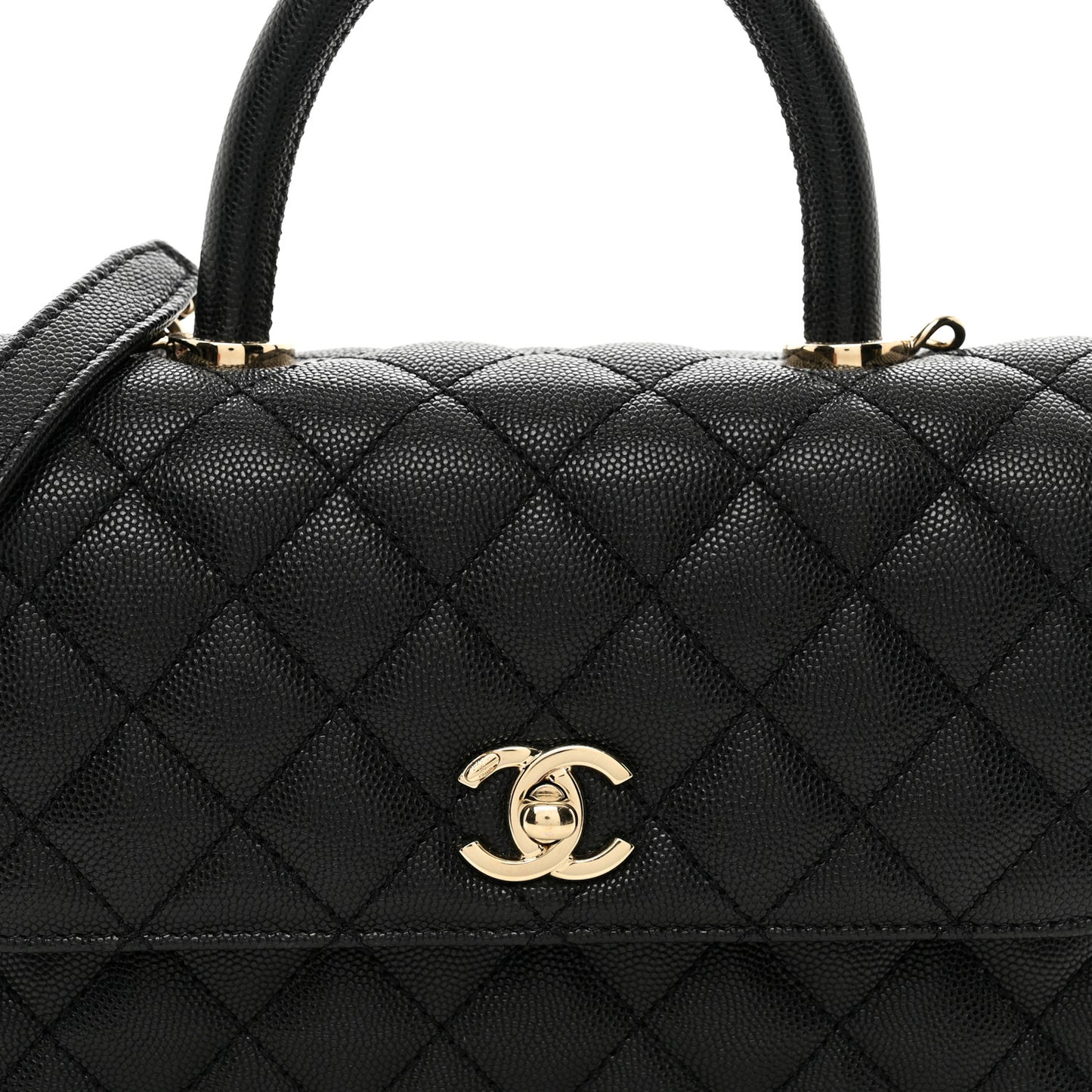 Caviar Quilted Mini Coco Handle Flap Black