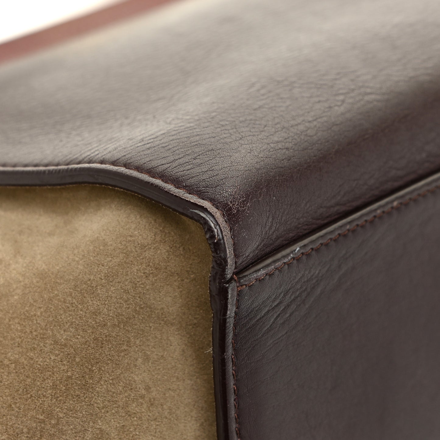 Calfskin Suede Tri-Color Medium Trapeze Burgundy