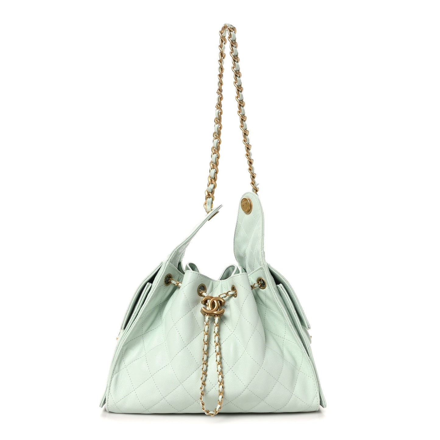 Caviar Quilted Small Chanel 25 Handbag Light Green