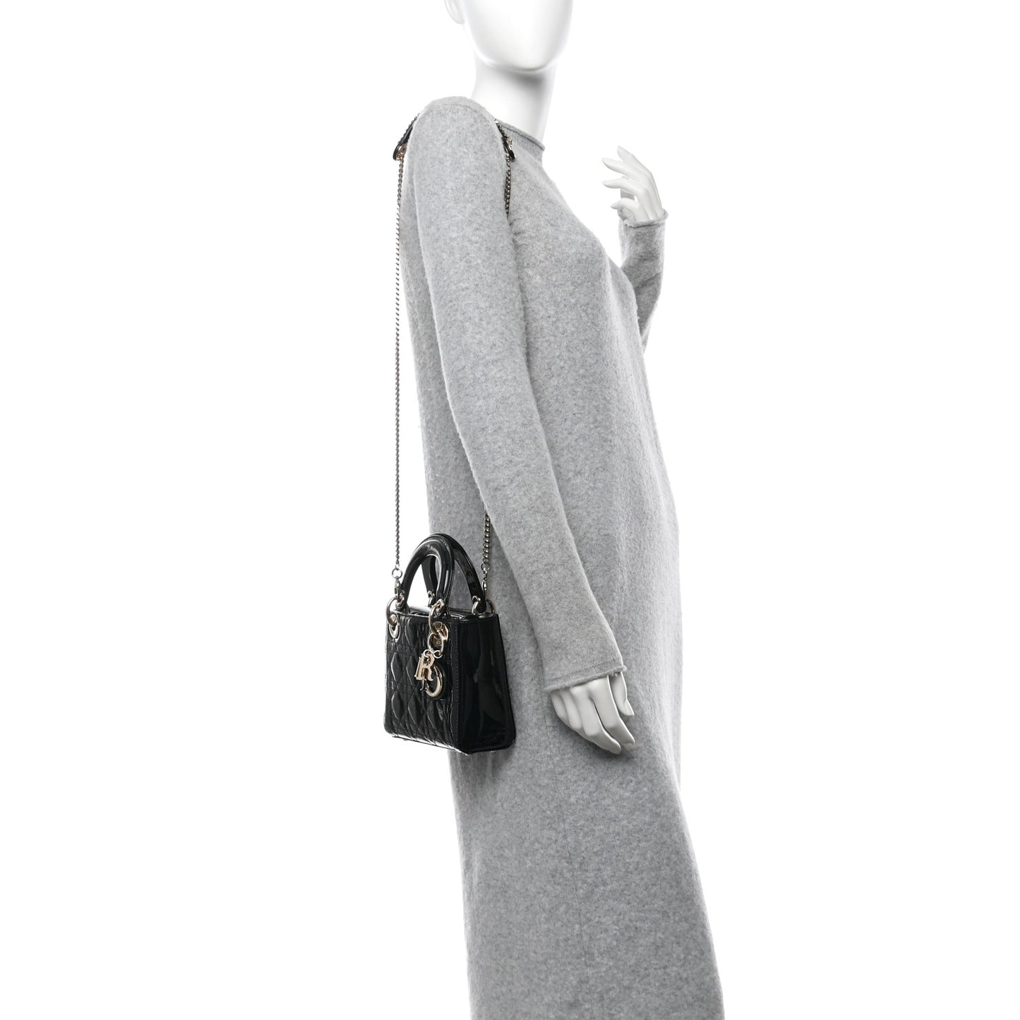 Patent Cannage Mini Lady Dior Black