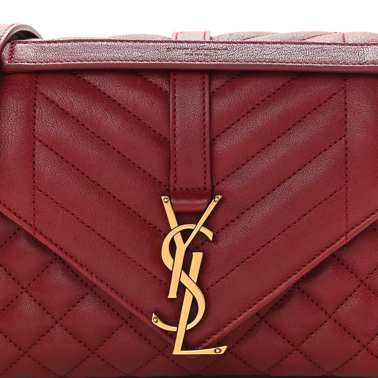Saint Laurent Sheepskin Tri-Quilt Monogram Medium Soft Envelope Bag Red 7 of 9