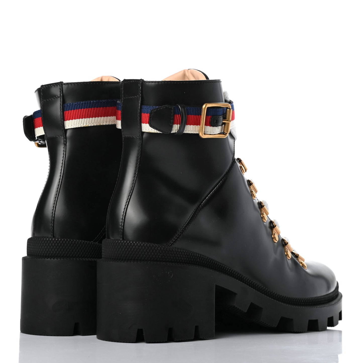 Calfskin Sylvie Web Womens Lace Up Combat Boots 38 Black
