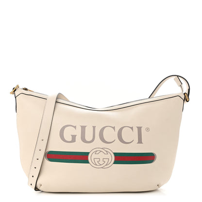 Gucci Grained Calfskin Logo Half Moon Hobo White 1 of 13