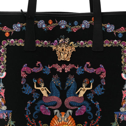 Versace Canvas Underwater Medusa Tote Black Multicolor 7 of 9