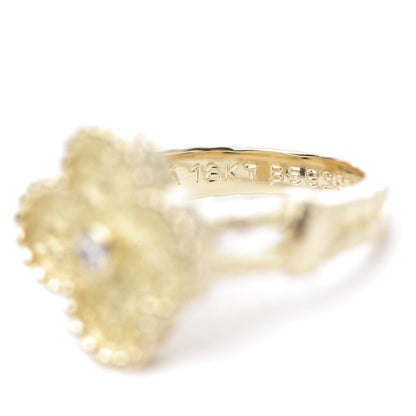 Van Cleef & Arpels 18K Yellow Gold Diamond Vintage Alhambra Ring 48 4.5 6 of 8