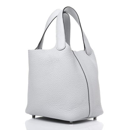 Hermes Taurillon Clemence Picotin Lock 18 PM Bleu Brume 3 of 15