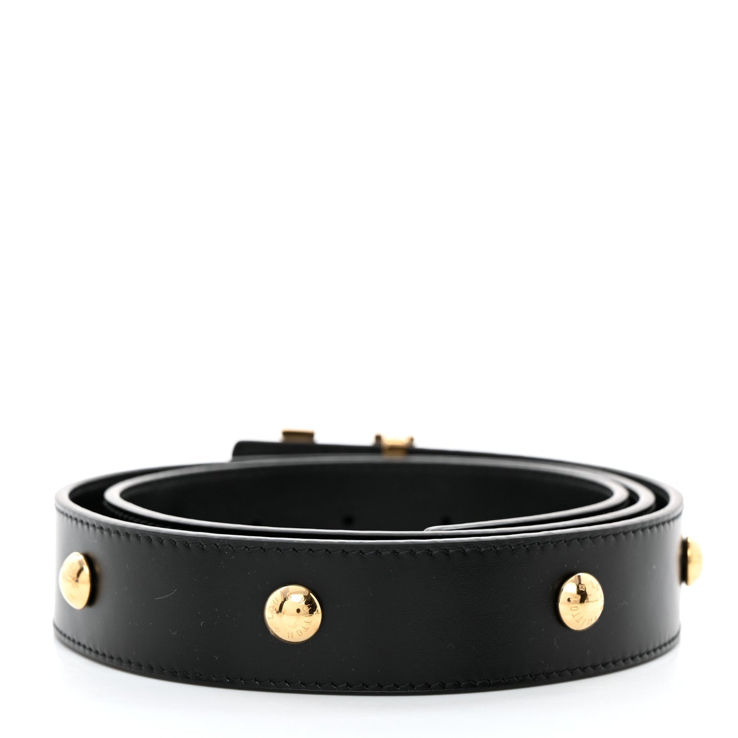 Calfskin LV Initiales Studs 30mm Reversible Belt 85/34 Black