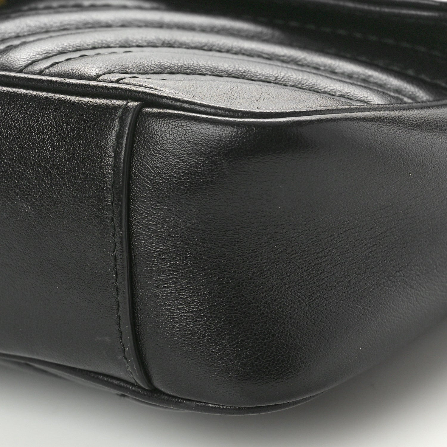 Gucci Calfskin Matelasse Mini GG Marmont Shoulder Bag Black 10 of 10