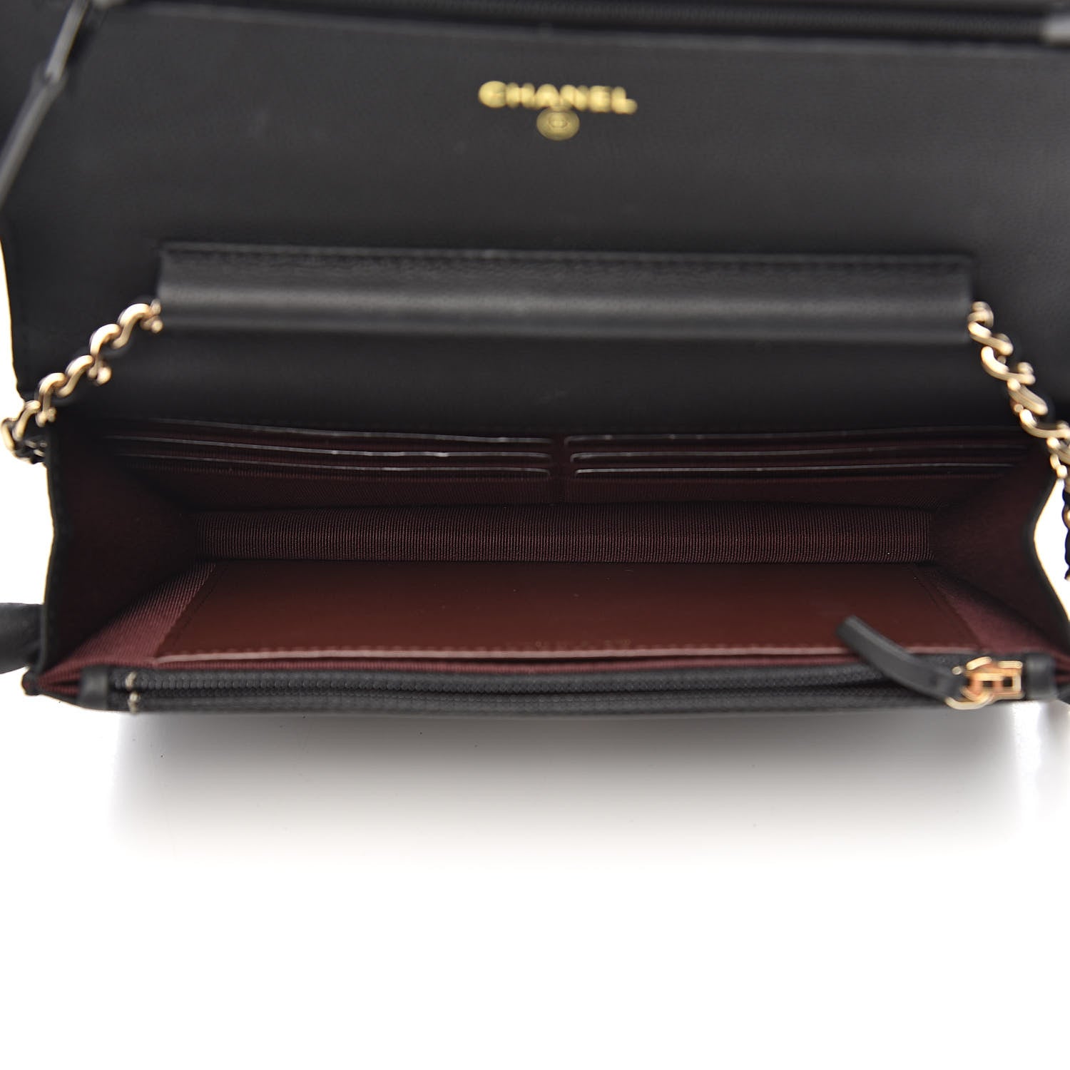 Chanel Caviar Chevron Quilted Wallet On Chain WOC Black 5 of 13