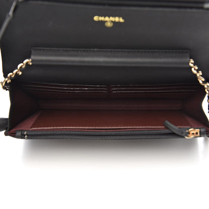 Chanel Caviar Chevron Quilted Wallet On Chain WOC Black 5 of 13