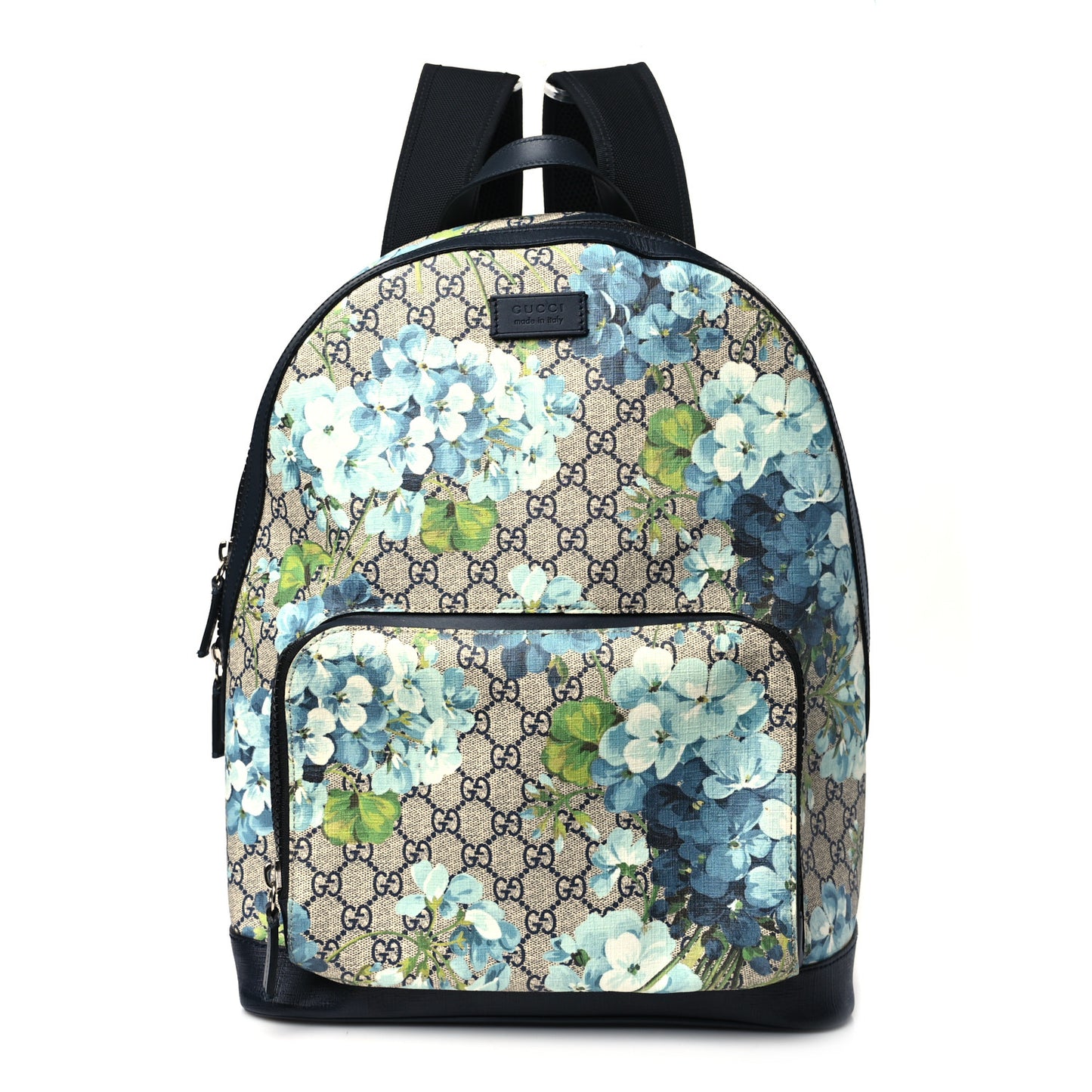 GG Supreme Monogram Blooms Medium Day Backpack Beige Blue Navy