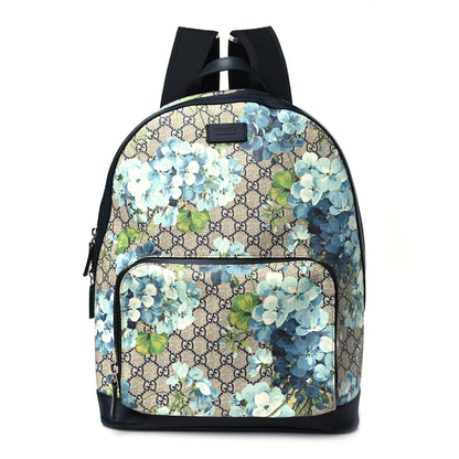 Gucci GG Supreme Monogram Blooms Medium Day Backpack Beige Blue Navy 1 of 10