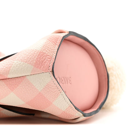 Loewe Calfskin Shearling Gingham Mini Bunny Crossbody Bag Pink 9 of 14