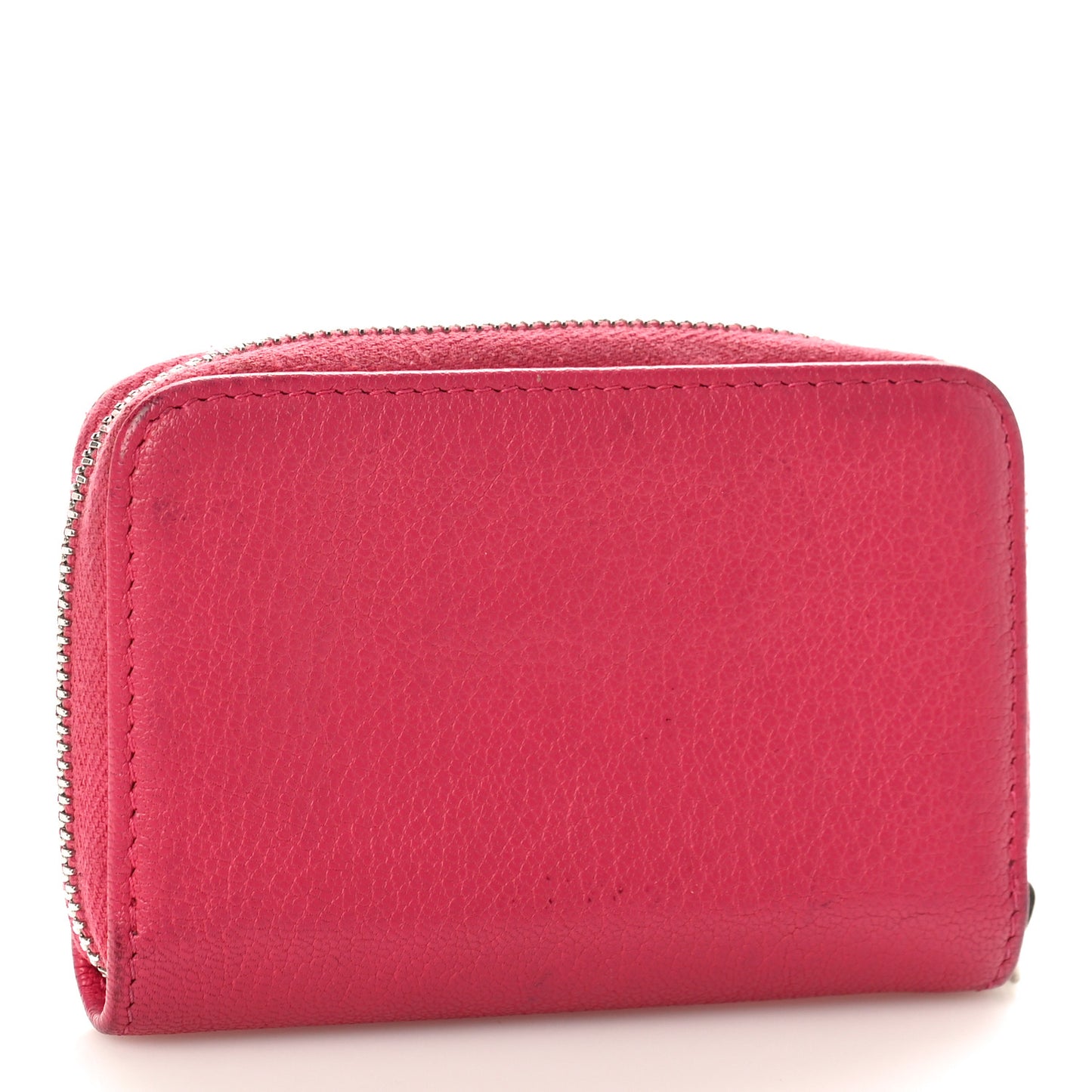 Goatskin Camellia Zip Coin Purse Pink