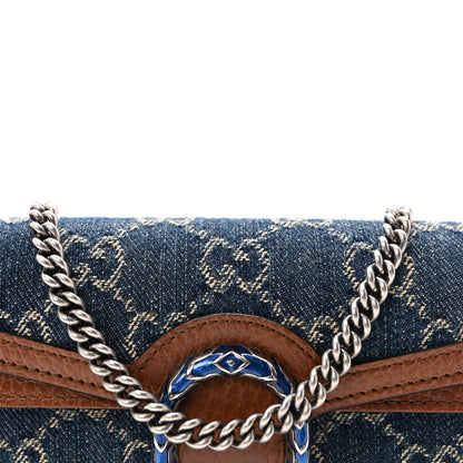 Gucci New Denim GG Monogram Dollar Calfskin Enamel Super Mini Dionysus Shoulder Bag Blue Tea Cuir Epilog Electric Blue 7 of 10