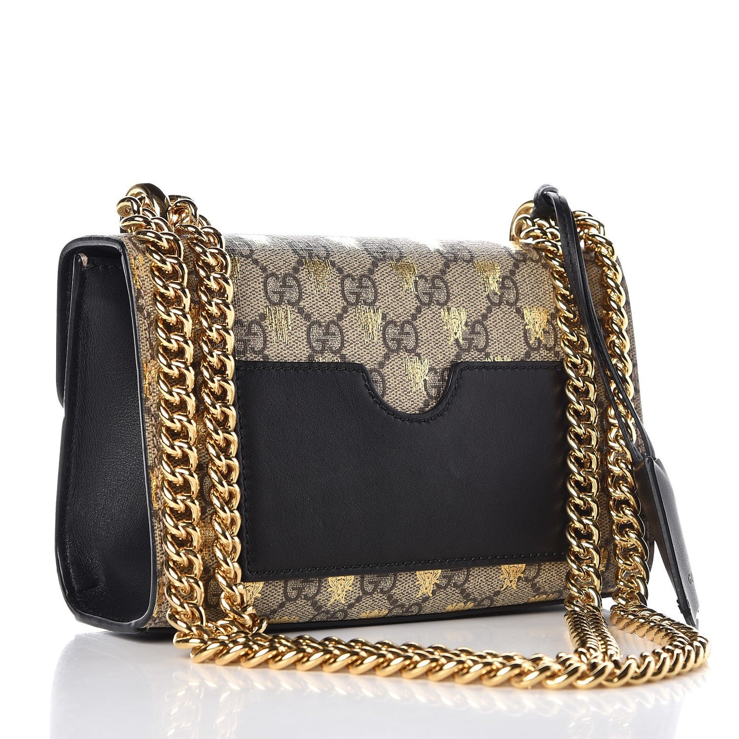 GG Supreme Monogram Bees Small Padlock Shoulder Bag Black