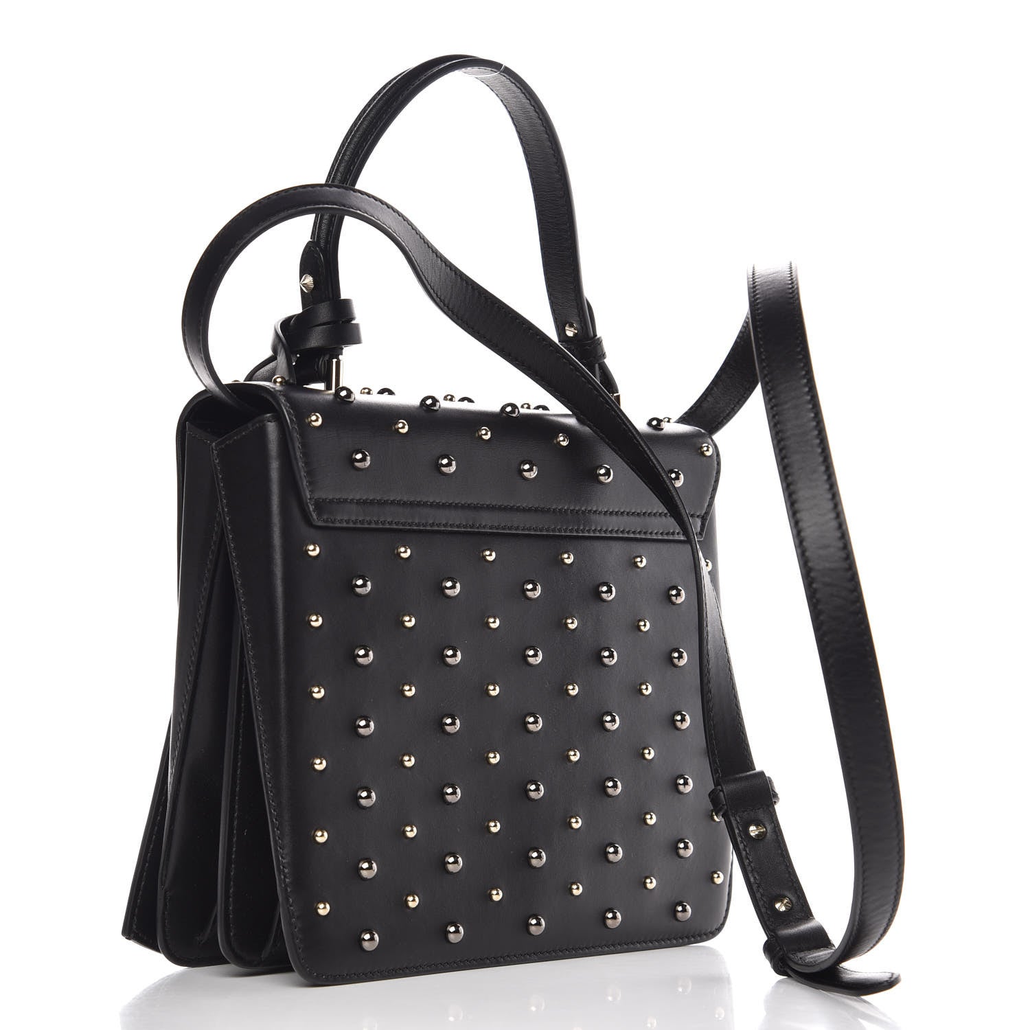 Versace Nappa Studded Medium DV ONE Satchel Black 3 of 10