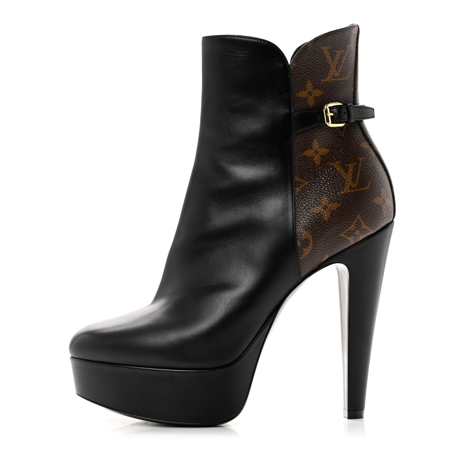 Louis Vuitton Calfskin Monogram Afterglow Platform Ankle Boots 39 Black 1 of 9
