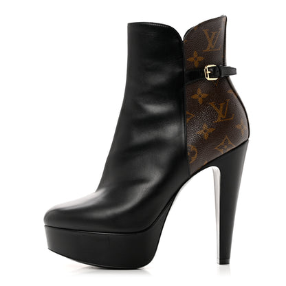 Louis Vuitton Calfskin Monogram Afterglow Platform Ankle Boots 39 Black 1 of 9