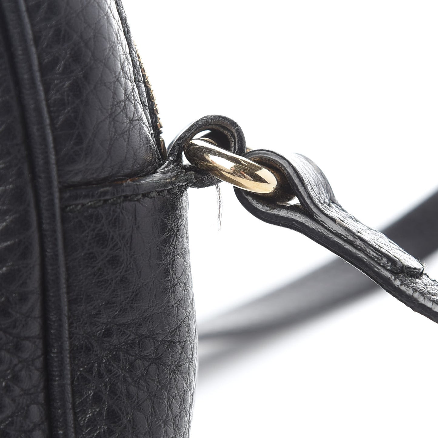 Pebbled Calfskin Small Soho Disco Bag Black