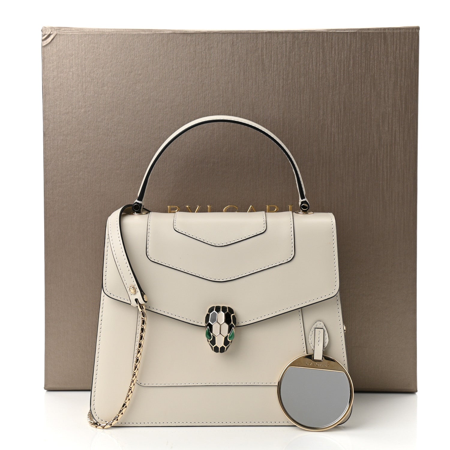 Bulgari Calfskin Serpenti Forever Top Handle White 10 of 10
