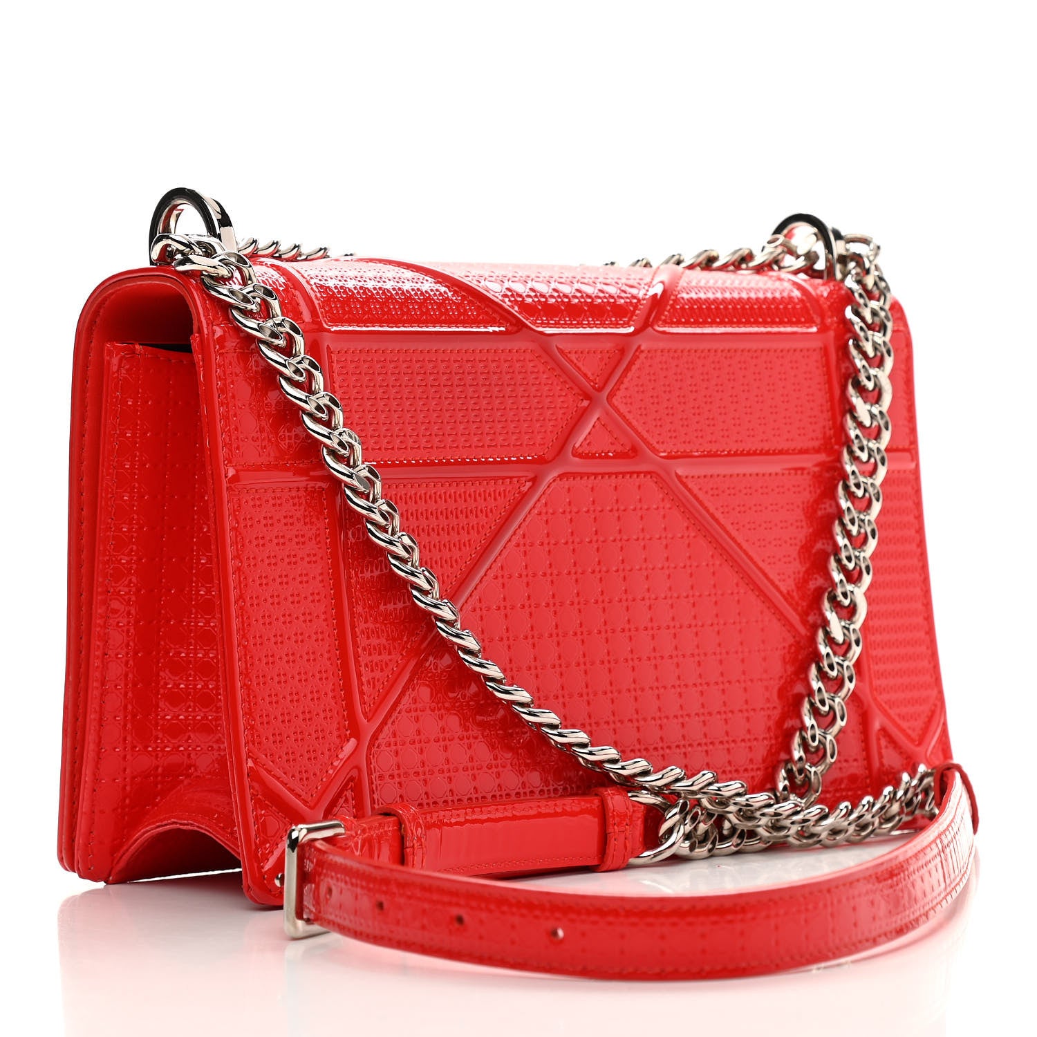 Christian Dior Patent Micro-Cannage Medium Diorama Flap Bag Red 2 of 10
