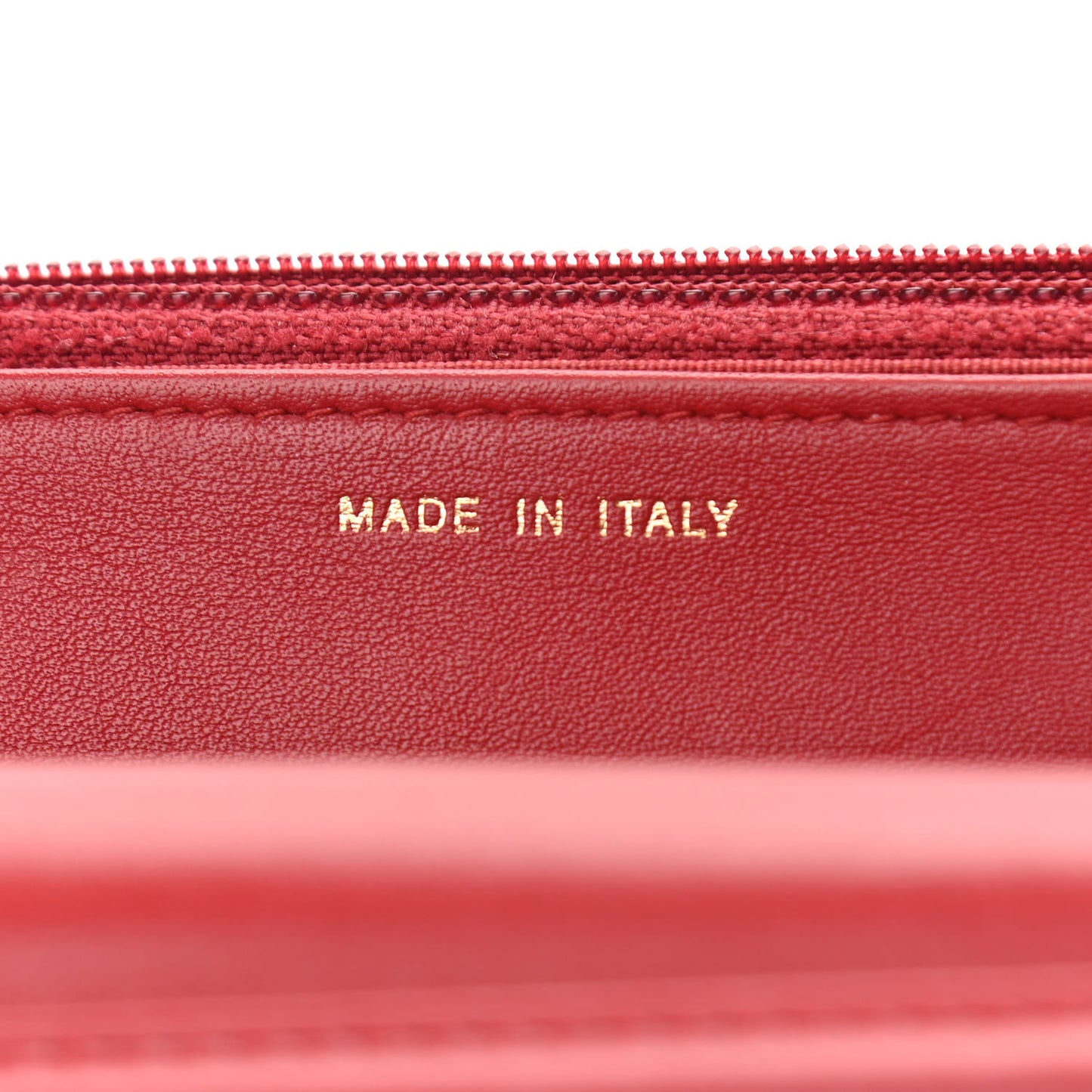 Calfskin Chevron Quilted Boy Wallet On Chain WOC Red