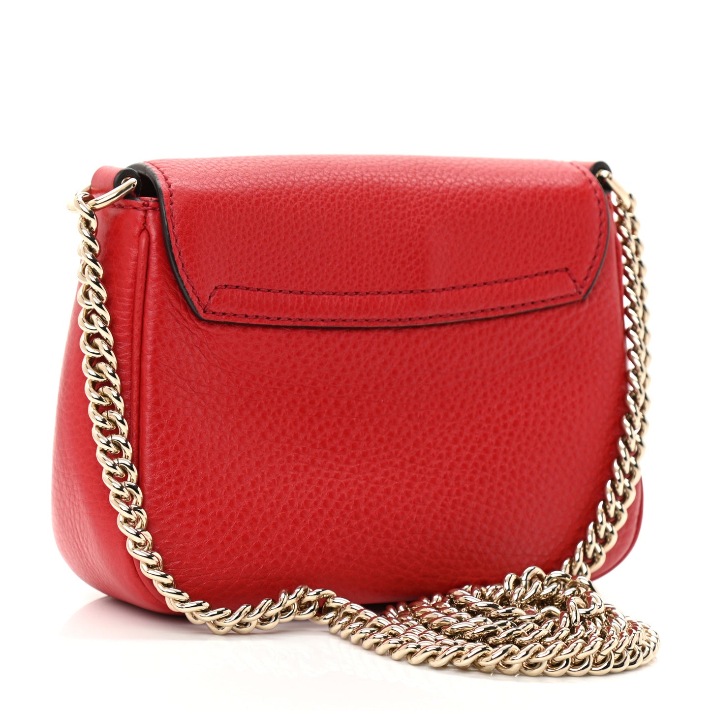 Pebbled Calfskin Small Soho Flap Crossbody Red