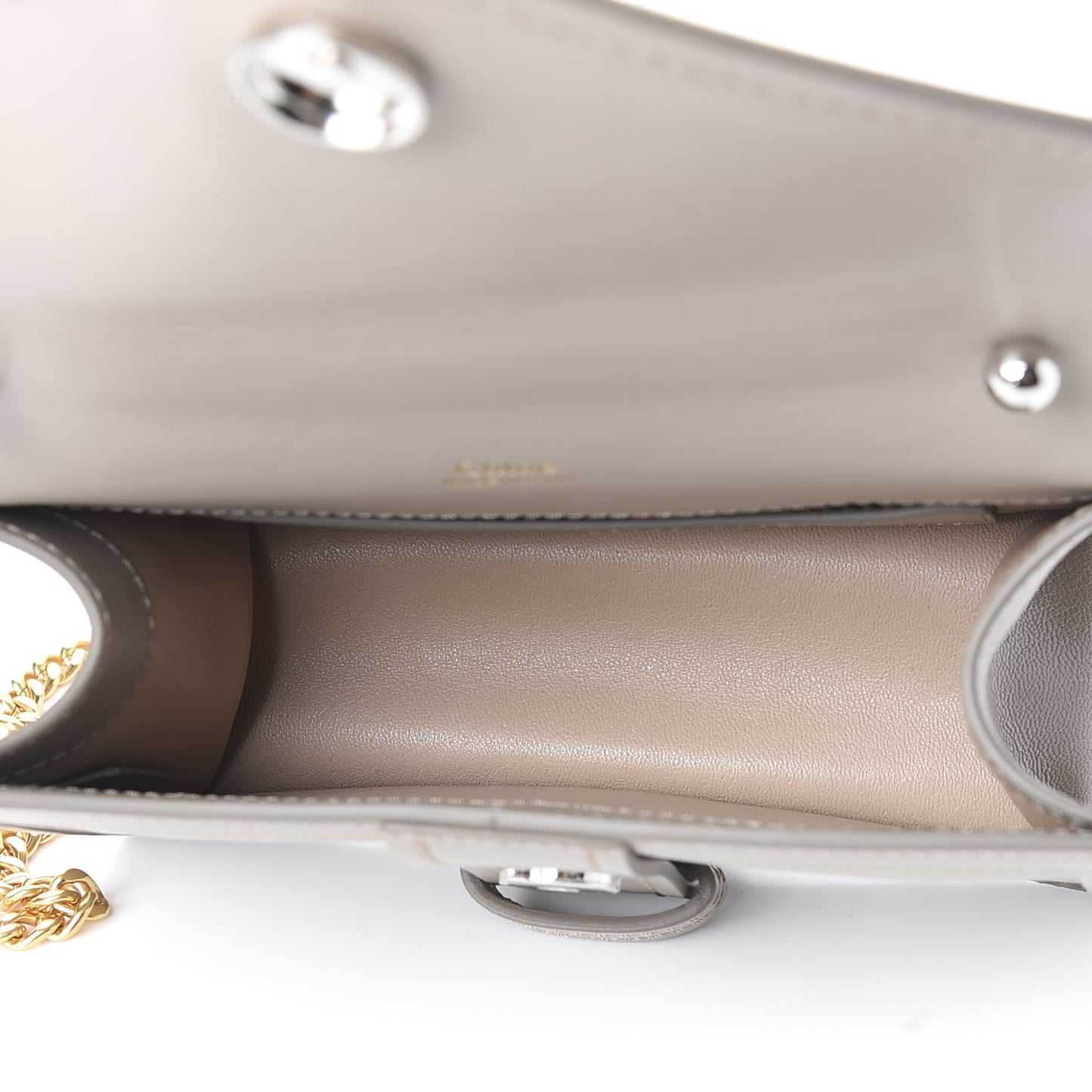 Shiny Goatskin Calfskin Mini Aby Chain Shoulder Bag Motty Grey