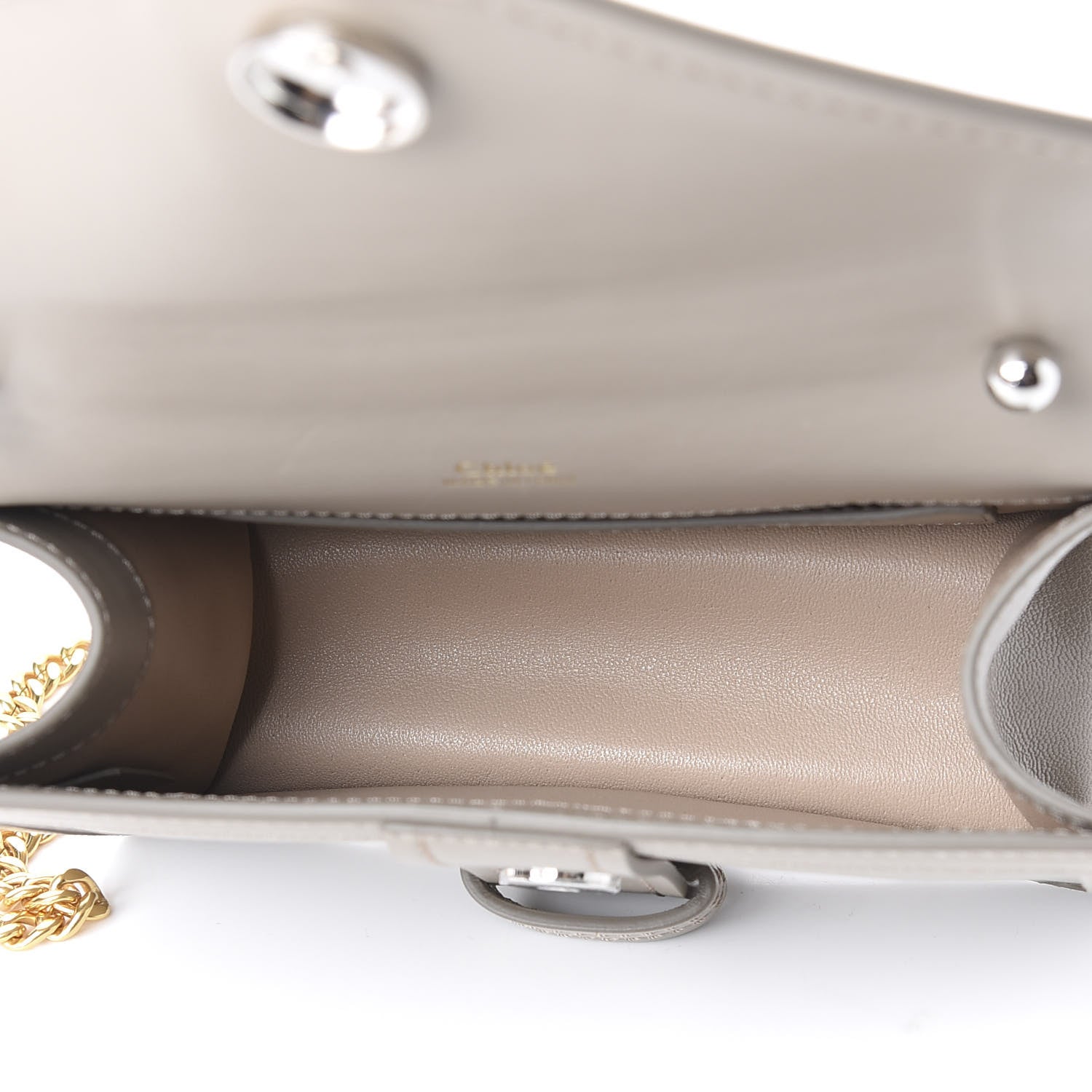 Chloe Shiny Goatskin Calfskin Mini Aby Chain Shoulder Bag Motty Grey 4 of 9