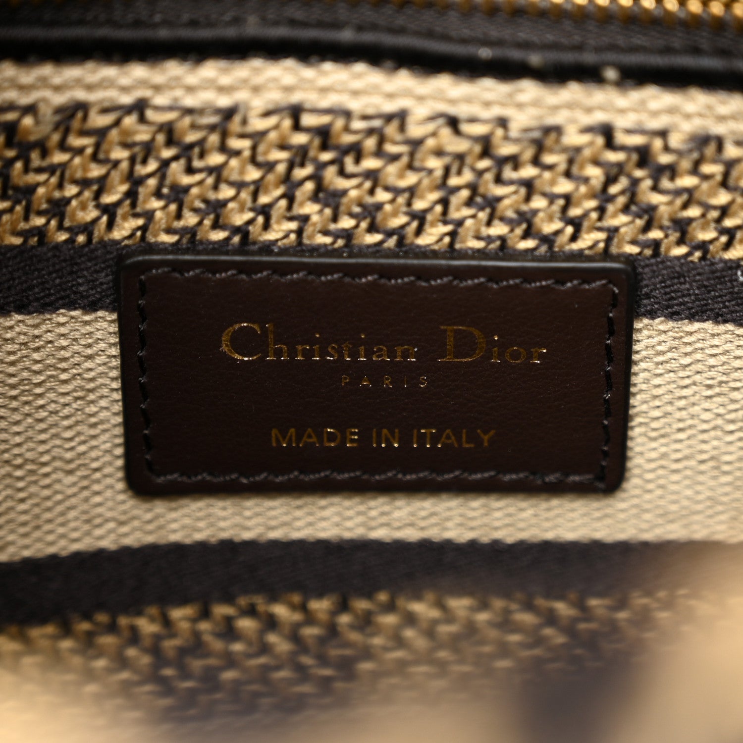 Christian Dior Canvas Medium Mizza Embroidered Lady D-Lite Beige