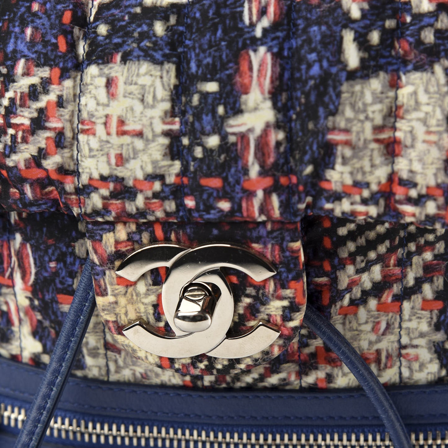 Lambskin Nylon Tweed Printed Backpack Multicolor