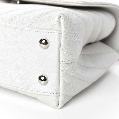 Chanel Iridescent Caviar Chevron Quilted Mini Coco Handle Flap White 10 of 11