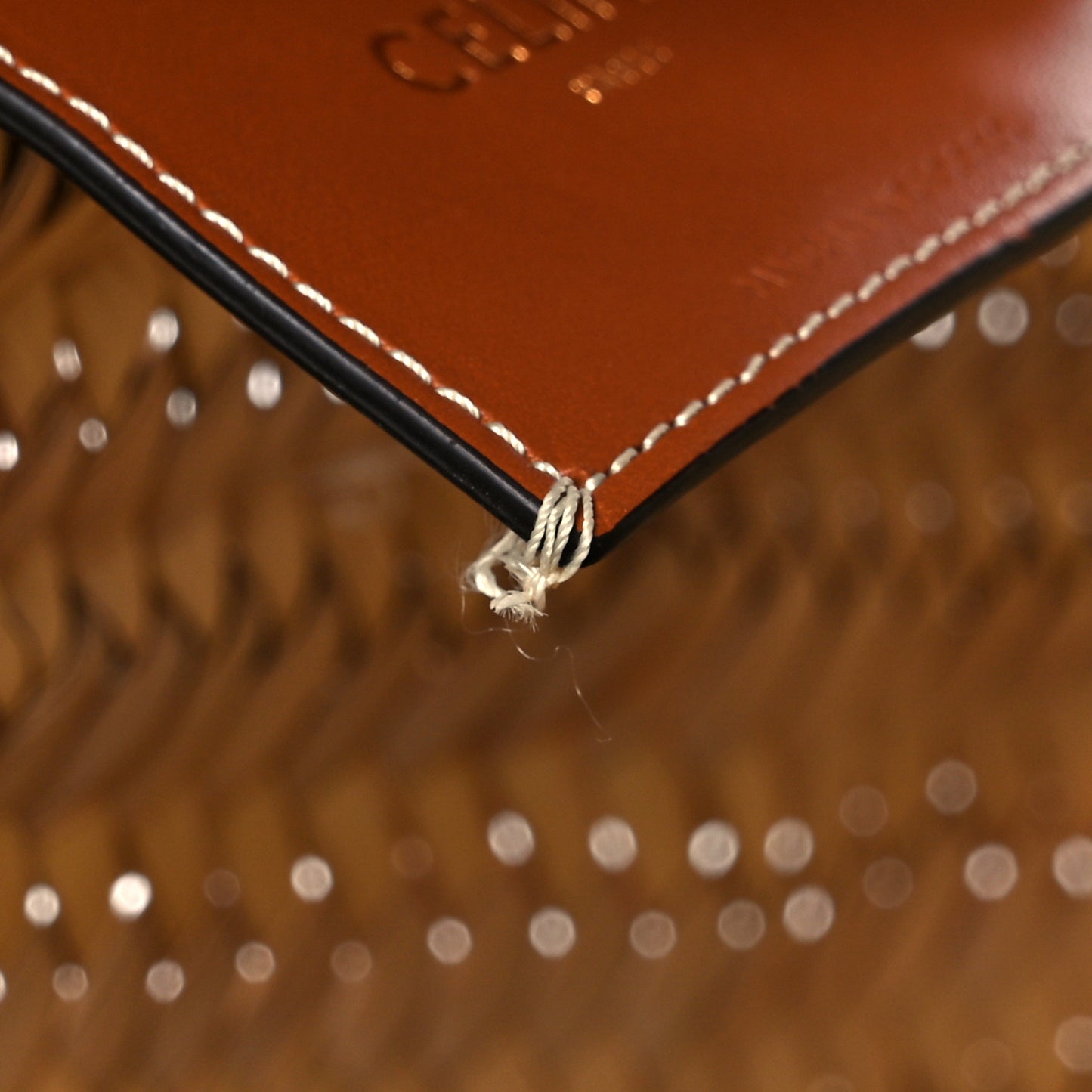 Raffia Calfskin Triomphe Medium Panier Tan